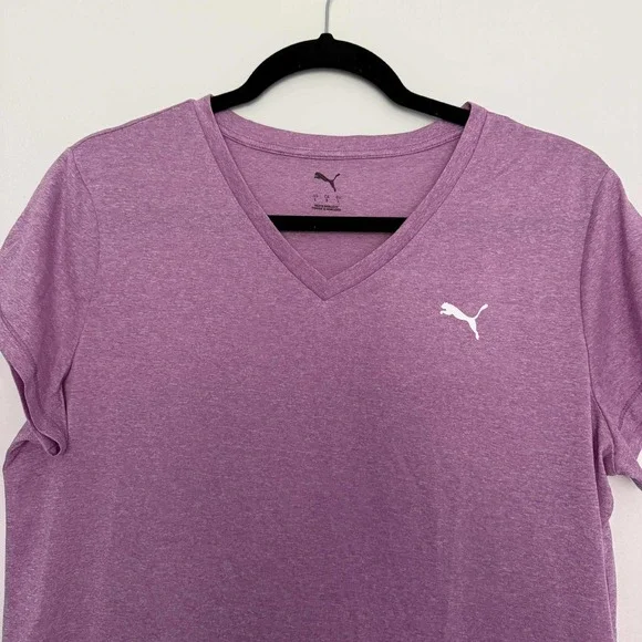 Puma V-Neck Active T-Shirt Wild Berry Heather Athletic Top Large‎ - Picture 3 of 8